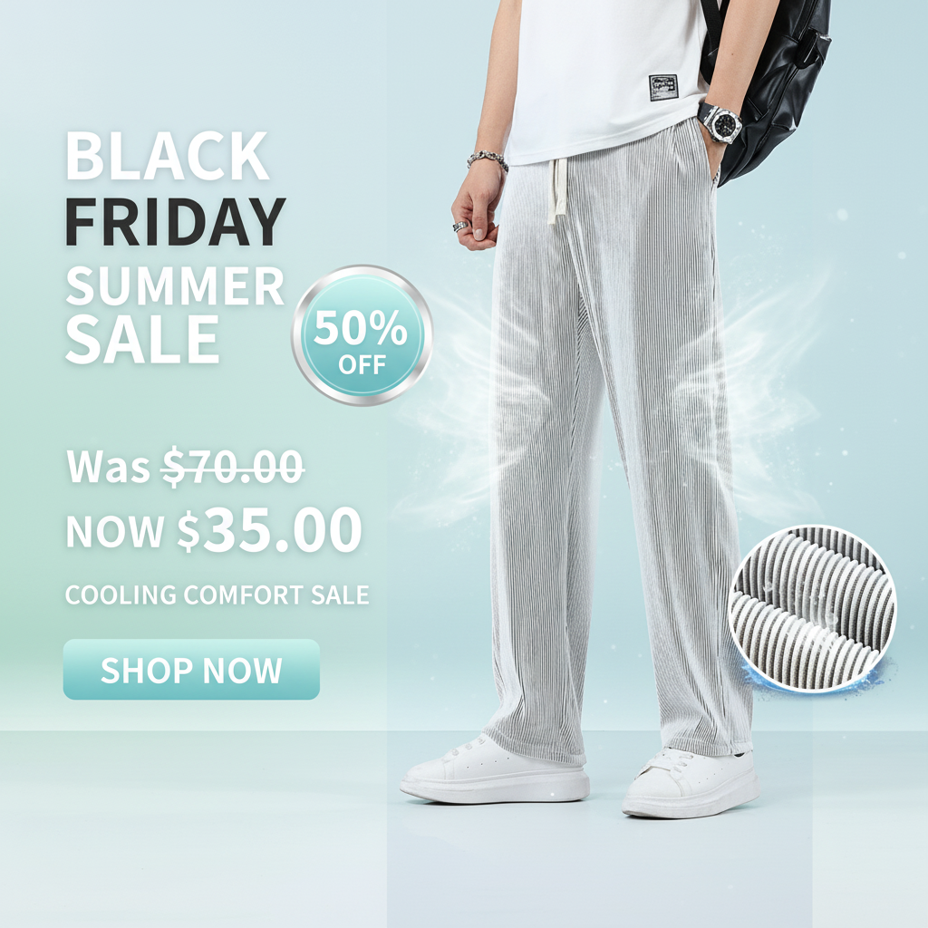 Black Friday 50% OFF - Men's Ice Silk Cooling Summer Pants Wide Leg